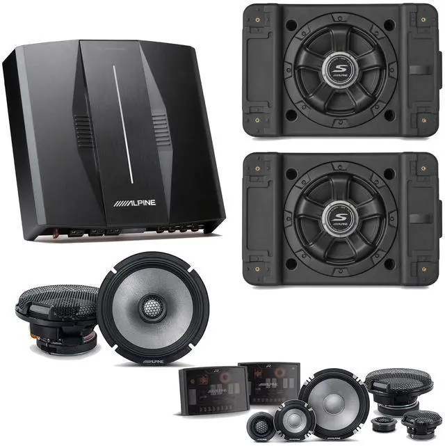 Main image of Alpine PXE-C80-88 OPTIM8 8-Channel Hi-Res Digital Sound Processor Amplifier w/ (2) SS-SB12 Subwoofer, R2-S653 & R2-S65 Bundle