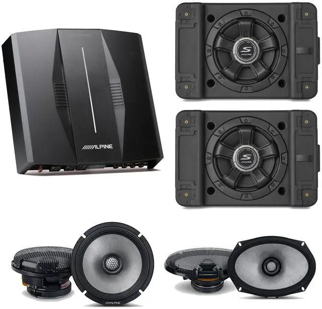 Main image of Alpine PXE-C80-88 OPTIM8 8-Channel Hi-Res Digital Sound Processor Amplifier w/ (2) SS-SB10 Subwoofer, R2-S65 & R2-S69 Bundle