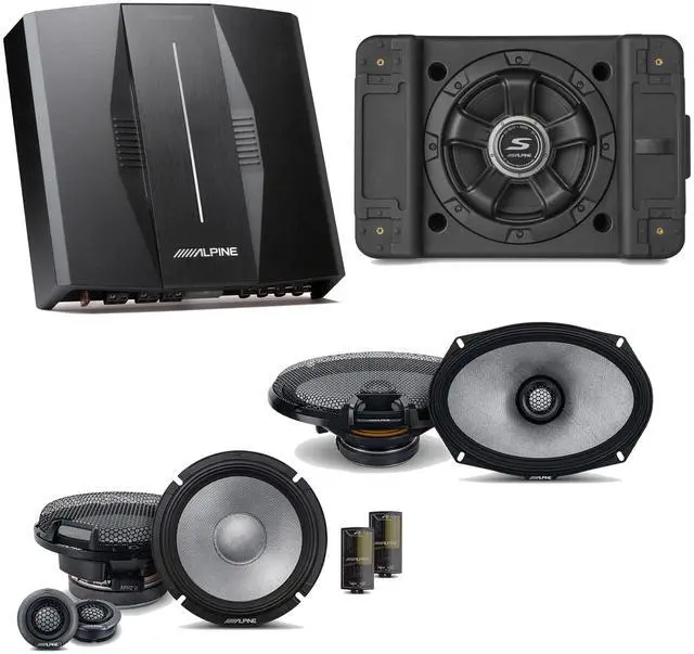 Main image of Alpine PXE-C80-88 OPTIM8 8-Channel Hi-Res Digital Sound Processor Amplifier w/ SS-SB10 Subwoofer, R2-S65C & R2-S69 Bundle