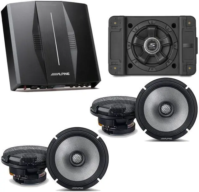 Main image of Alpine PXE-C80-88 OPTIM8 8-Channel Hi-Res Digital Sound Processor Amplifier w/ SS-SB12 Subwoofer, (2) R2-S65 Bundle