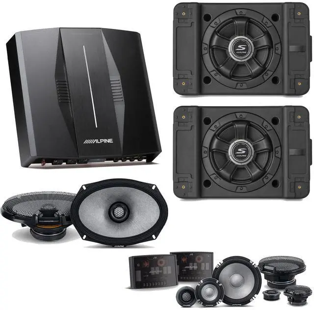Main image of Alpine PXE-C80-88 OPTIM8 8-Channel Hi-Res Digital Sound Processor Amplifier w/ (2) SS-SB12 Subwoofer, R2-S653 & R2-S69 Bundle