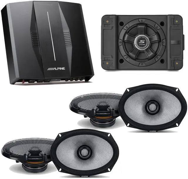 Main image of Alpine PXE-C80-88 OPTIM8 8-Channel Hi-Res Digital Sound Processor Amplifier w/ SS-SB12 Subwoofer, (2) R2-S69 Bundle