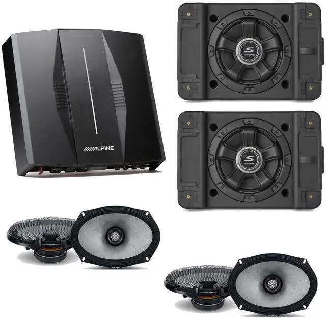 Main image of Alpine PXE-C80-88 OPTIM8 8-Channel Hi-Res Digital Sound Processor Amplifier w/ (2) SS-SB10 Subwoofer, (2) R2-S69 Bundle