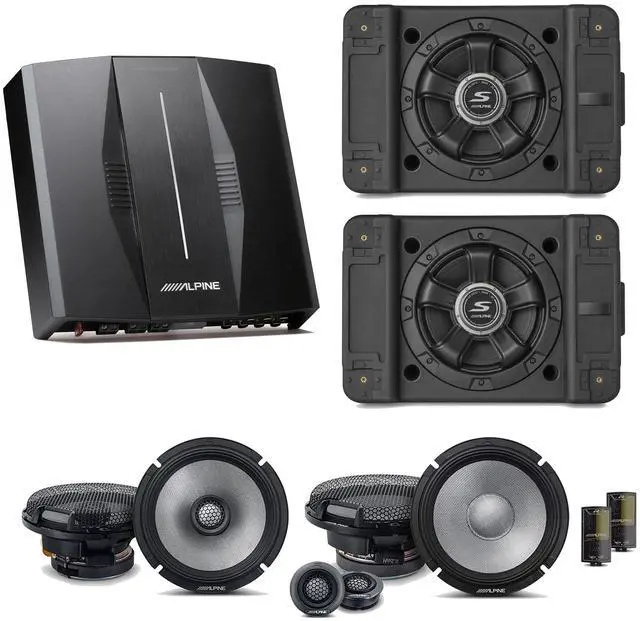 Main image of Alpine PXE-C80-88 OPTIM8 8-Channel Hi-Res Digital Sound Processor Amplifier w/ (2) SS-SB10 Subwoofer, R2-S65C & R2-S65 Bundle