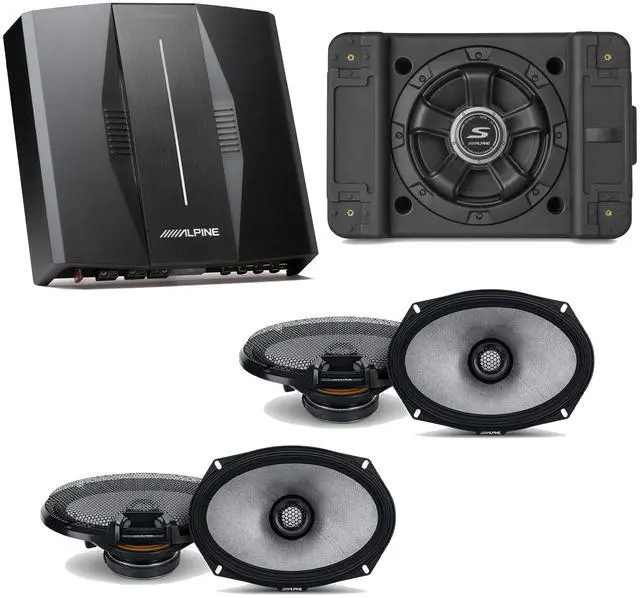Main image of Alpine PXE-C80-88 OPTIM8 8-Channel Hi-Res Digital Sound Processor Amplifier w/ SS-SB10 Subwoofer, (2) R2-S69 Bundle