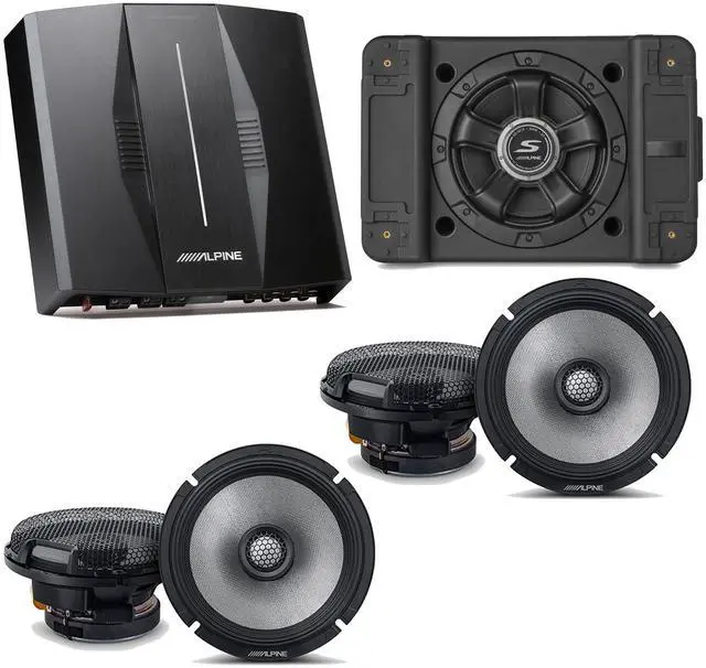 Main image of Alpine PXE-C80-88 OPTIM8 8-Channel Hi-Res Digital Sound Processor Amplifier w/ SS-SB10 Subwoofer, (2) R2-S65 Bundle