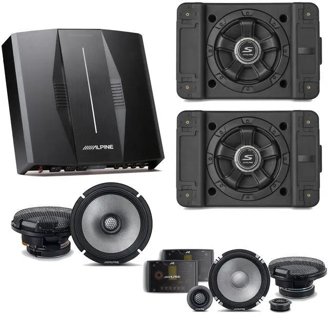 Main image of Alpine PXE-C80-88 OPTIM8 8-Channel Hi-Res Digital Sound Processor Amplifier w/ (2) SS-SB12 Subwoofer, R2-S652 & R2-S65 Bundle