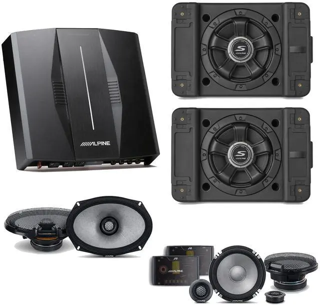 Main image of Alpine PXE-C80-88 OPTIM8 8-Channel Hi-Res Digital Sound Processor Amplifier w/ (2) SS-SB10 Subwoofer, R2-S652 & R2-S69 Bundle