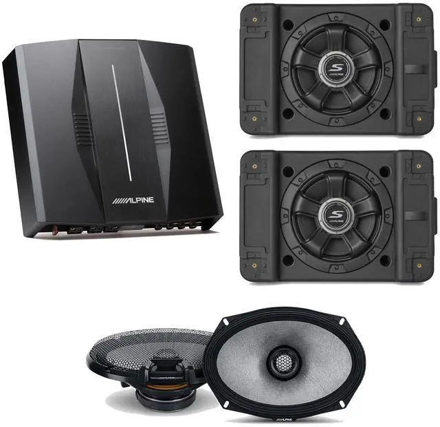 Main image of Alpine PXE-C80-88 OPTIM8 8-Channel Hi-Res Digital Sound Processor Amplifier w/ (2) SS-SB12 Subwoofer, R2-S69 Bundle
