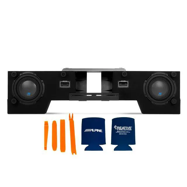 Alt view image 2 of 4 - Alpine S-DB8V-TRK Dual 8" Halo S-Series Preloaded Truck Subwoofer Enclosure with Alpine S-A60M S-Series 600 Watt Mono Amp, RUX-KNOB.2 and 4 Gauge Wiring Kit