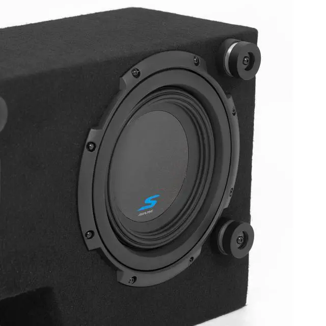 Alt view image 4 of 4 - Alpine S-DB8V-TRK Dual 8" Halo S-Series Preloaded Truck Subwoofer Enclosure with Alpine S-A60M S-Series 600 Watt Mono Amp, RUX-KNOB.2 and 4 Gauge Wiring Kit