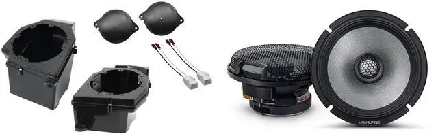 Main image of Alpine R2-S65 6.5" R-Series Coaxial Speakers and Front 6.5" Speaker Pods with Tweeter Adaptors Compatible with Jeep JL (2018-2023) & JT (2020-2023)