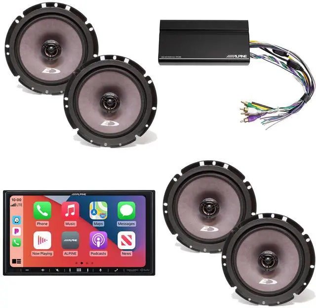 Main image of Alpine iLX-407 7-Inch Multimedia Receiver Apple Carplay and Android Auto w/ 2 Pairs Alpine SXE-1726S 6.5" Coax & Power Pack