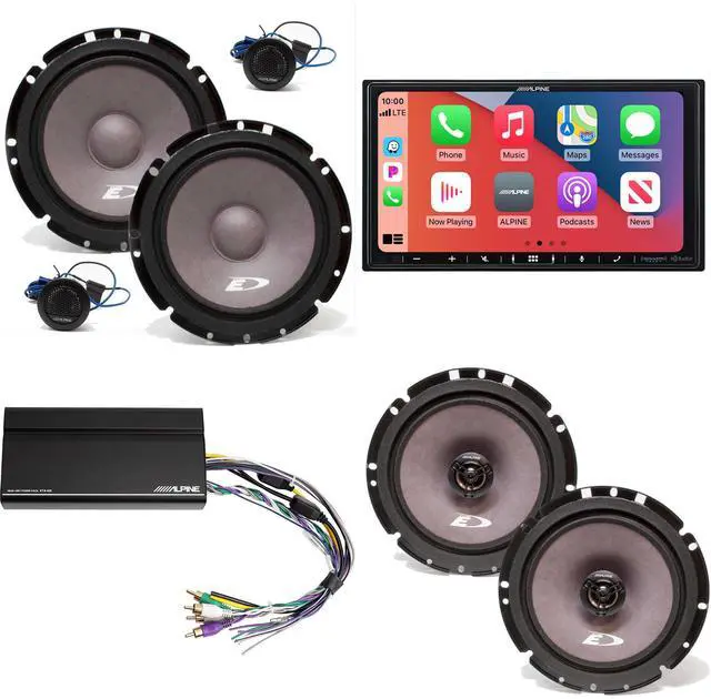 Main image of Alpine iLX-407 7-Inch Multimedia Receiver Apple Carplay and Android Auto w/ A Pair Alpine SXE-1751S 6.5" Component, SXE-1726S 6.5" Coax & Power Pack
