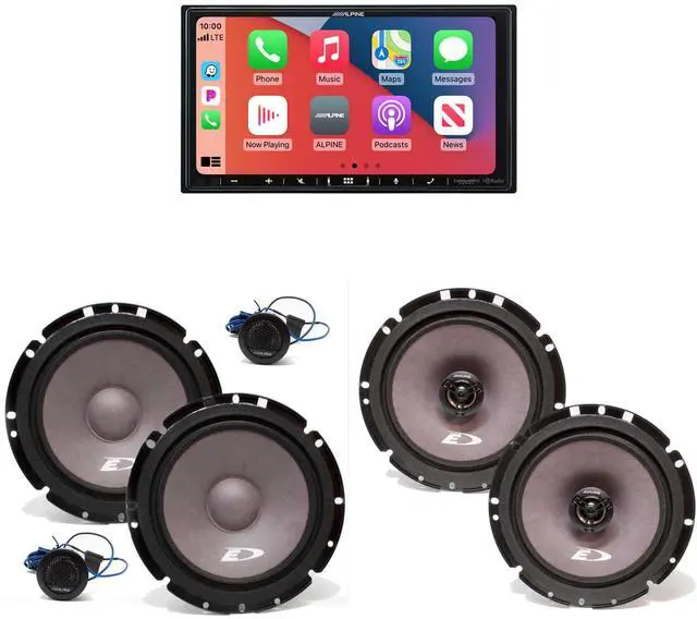 Main image of Alpine iLX-407 7-Inch Multimedia Receiver Apple Carplay and Android Auto w/ A Pair Alpine SXE-1751S 6.5" Component and A Pair SXE-1726S 6.5" Coax Speakers