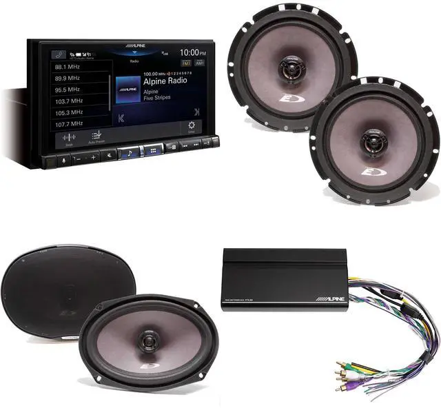 Main image of Alpine iLX-507 7" Multimedia Receiver Wireless Apple CarPlay & Wireless Android Auto & A Pair Alpine SXE-1726S 6.5" Coax, SXE-6926S 6x9 Coax & Power Pack