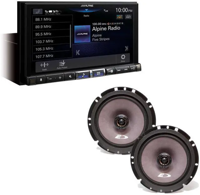 Main image of Alpine iLX-507 7" Multimedia Receiver Wireless Apple CarPlay & Wireless Android Auto w/ Alpine SXE-1726S 6.5" Coax