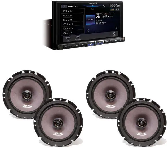Main image of Alpine iLX-507 7" Multimedia Receiver Wireless Apple CarPlay & Wireless Android Auto w/ 2 Pairs Alpine SXE-1726S 6.5" Coax
