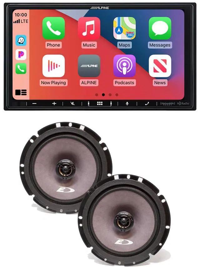 Main image of Alpine iLX-407 7-Inch Multimedia Receiver Apple Carplay and Android Auto w/ Alpine SXE-1726S 6.5" Coax