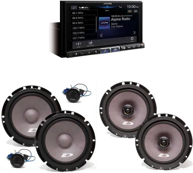 Main image of Alpine iLX-507 7" Multimedia Receiver Wireless Apple CarPlay & Wireless Android Auto w/ A Pair Alpine SXE-1751S 6.5" Component and A Pair SXE-1726S 6.5" Coax Speakers