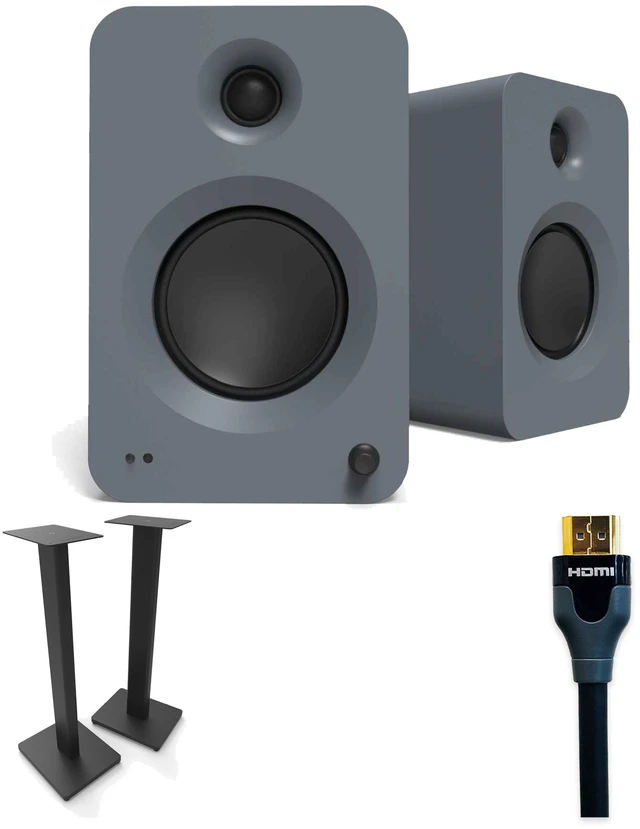 Main image of Kanto REN Matte Grey + ST28 Black + Tributaries 2m 48G HDMI TV Stereo Kit
