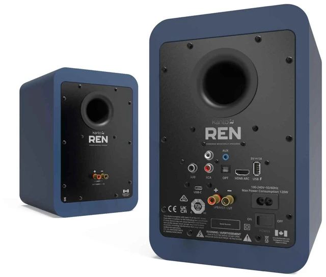 Alt view image 3 of 4 - Kanto REN Matte Blue + SUB8 Black + ST28 Black + Tributaries 2m HDMI Complete TV Audio Kit