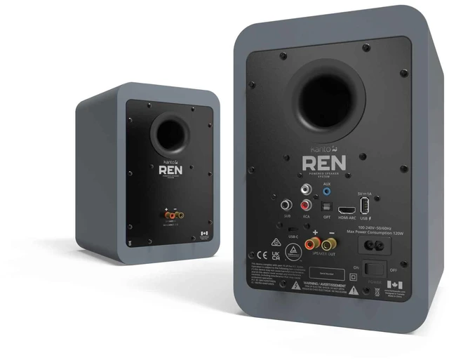 Alt view image 3 of 4 - Kanto REN Matte Grey + ST28 Black + Tributaries 2m 48G HDMI TV Stereo Kit