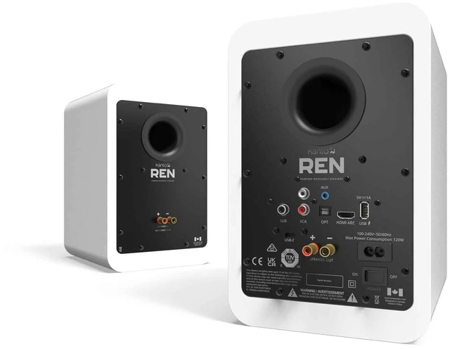 Alt view image 3 of 4 - Kanto REN White + SUB8 White + ST28 White + Tributaries 2m HDMI Complete TV Audio Kit