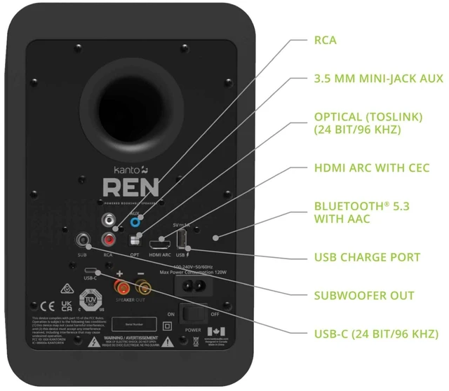 Alt view image 4 of 4 - Kanto REN Black + ST28 Black + Tributaries 2m 48G HDMI TV Stereo Kit