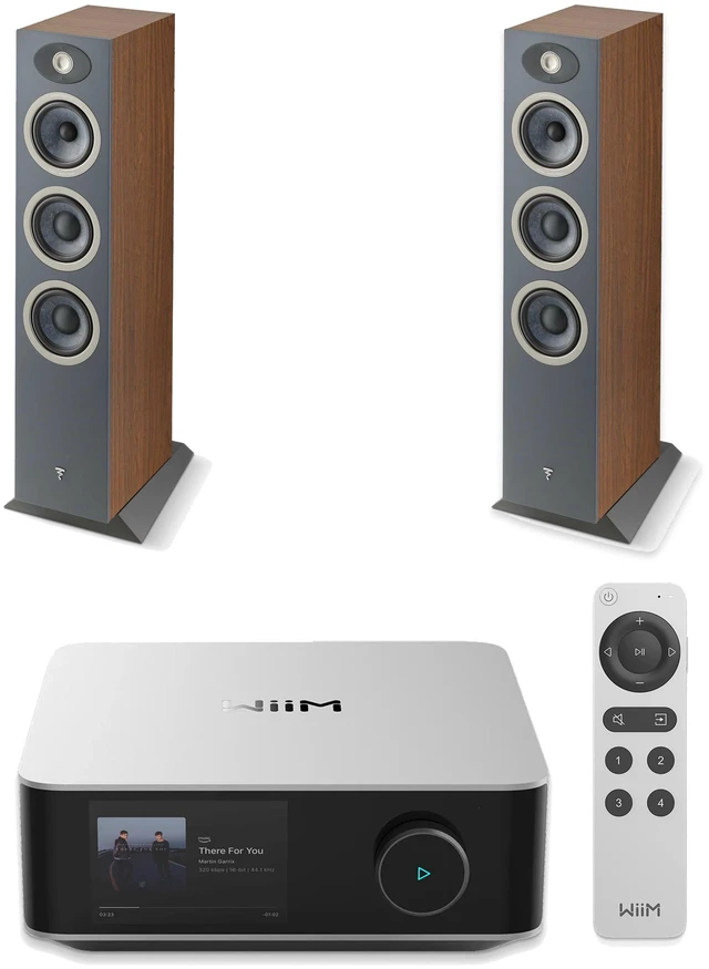 Main image of Focal Theva No2 Dark Wood Speakers (Pair) + WiiM Amp Ultra Silver