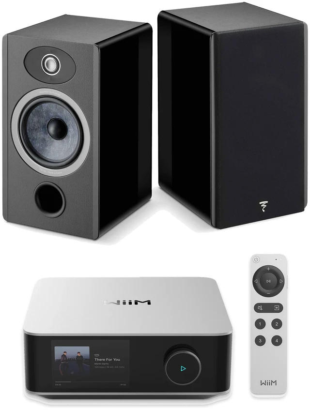 Main image of Focal Vestia No1 Black Speakers (Pair) + WiiM Amp Ultra Silver