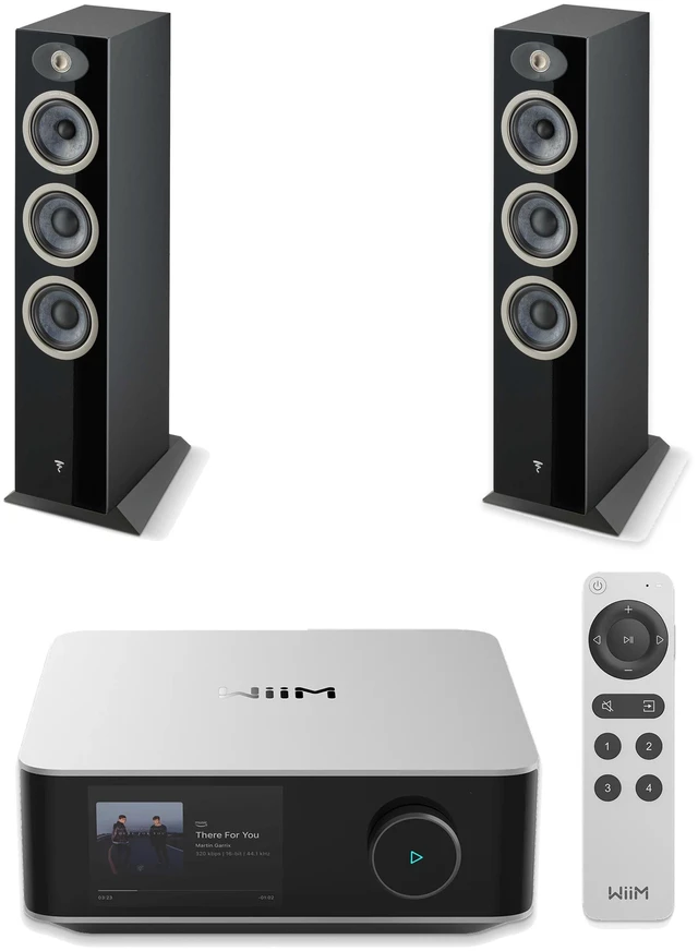 Main image of Focal Theva No2 Black Speakers (Pair) + WiiM Amp Ultra Silver