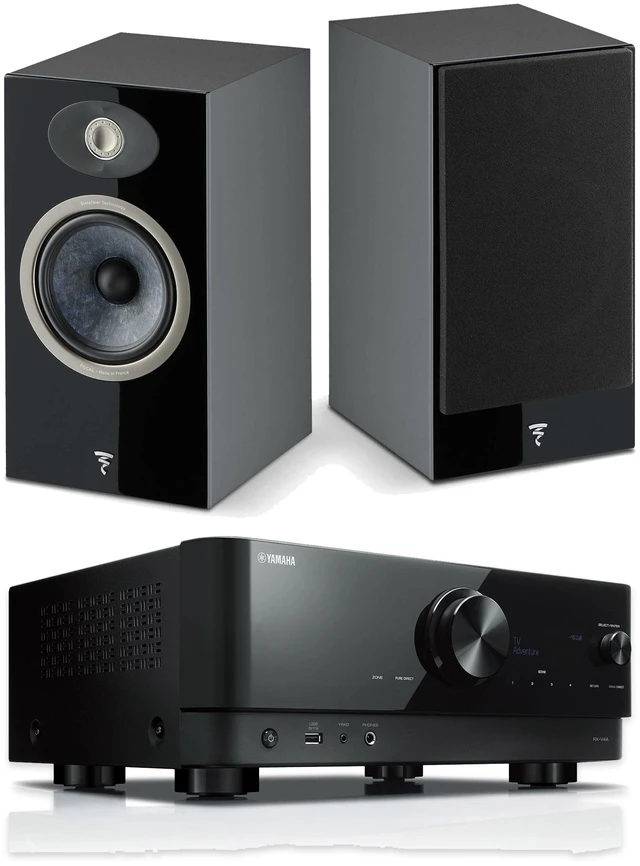 Main image of Focal Theva No1 Black Speakers (Pair) + Yamaha RX-V4A