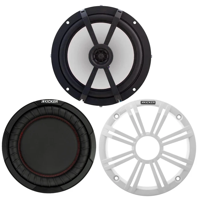 Main image of Kicker Single 6.5in LED Speaker 8in Passive Radiator White Boom Box Kit