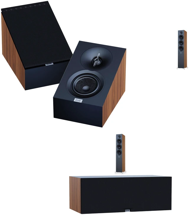Main image of ELAC Debut 3.0 DF53 Walnut Pair + DC53 Walnut Center + DA43 Walnut Atmos