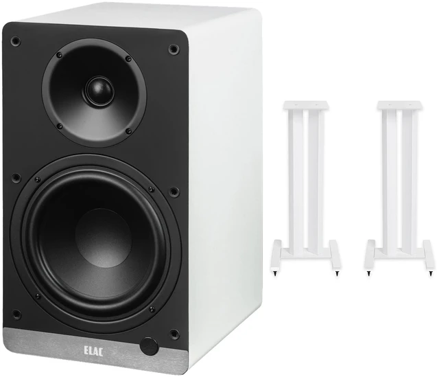 Main image of ELAC DCB61 White Powered Speakers + LS20 White Stands