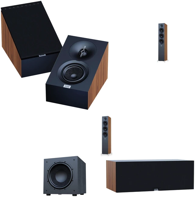 Main image of ELAC Debut 3.0 DF53 Walnut Pair + DC53 Walnut + DA43 Walnut + DS103 Sub