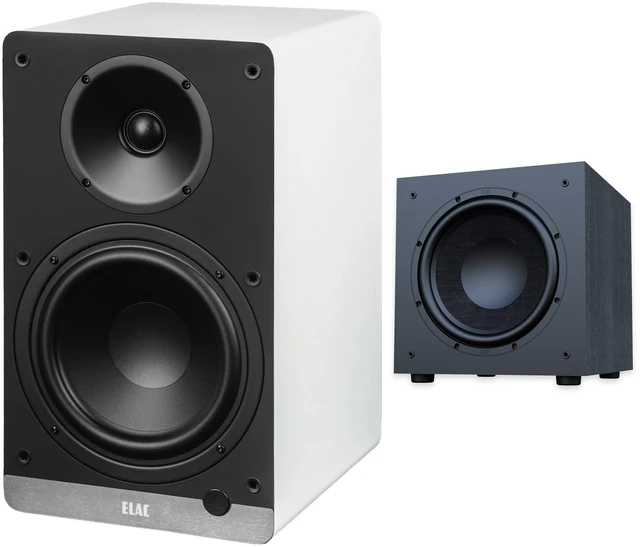 Main image of ELAC DCB61 White Powered Speakers + DS123 12in Debut 3.0 Subwoofer