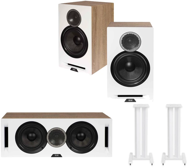 Main image of ELAC DBR62 White + DCR52 White Center + LS20 White Stands