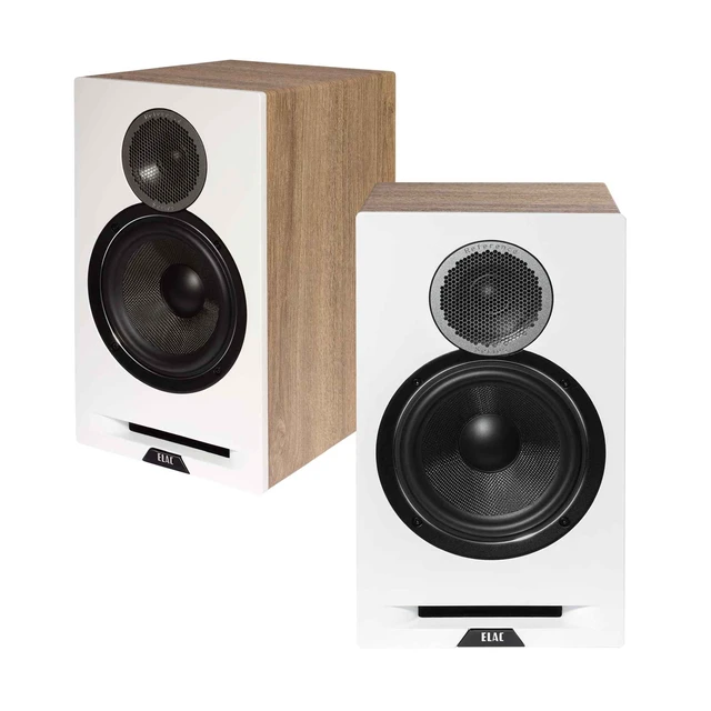 Alt view image 2 of 4 - ELAC DBR62 White Bookshelf Speakers + LS20 White Stands