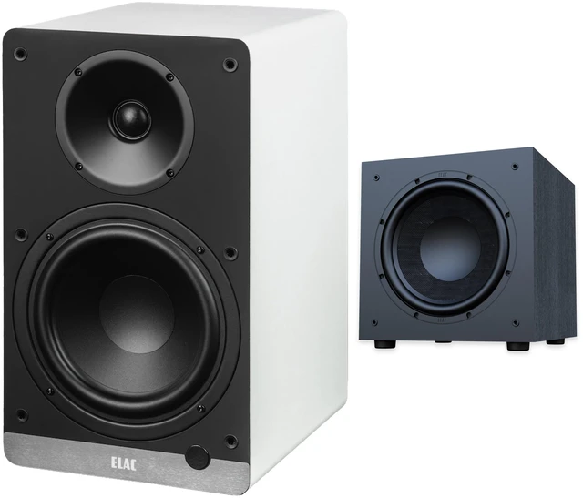 Main image of ELAC DCB61 White Powered Speakers + DS103 10in Debut 3.0 Subwoofer