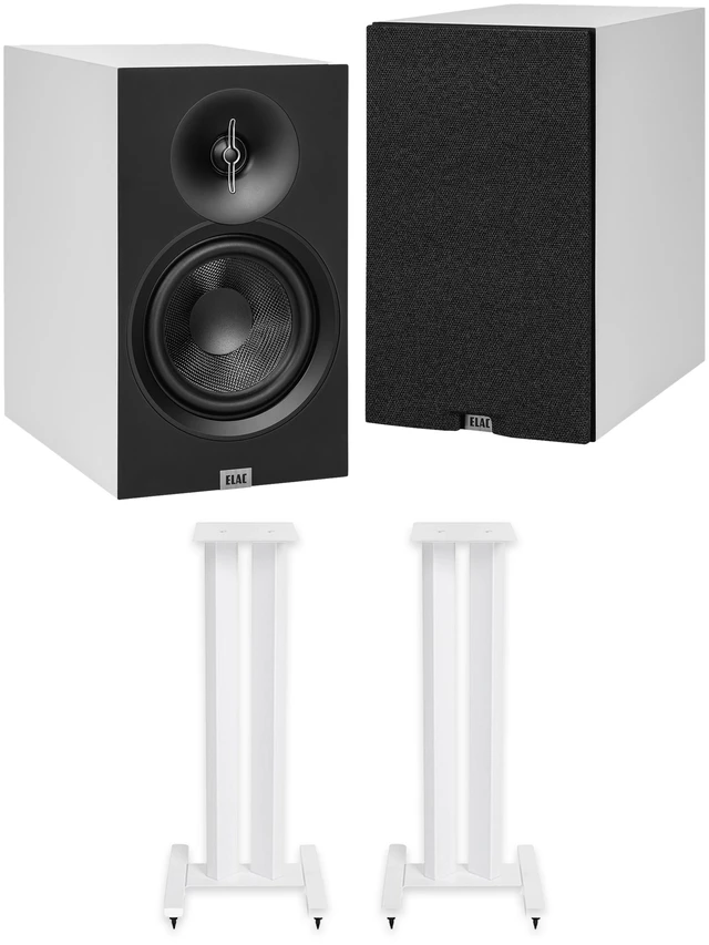 Main image of ELAC DB53 White Bookshelf Speakers + LS20 White Stands