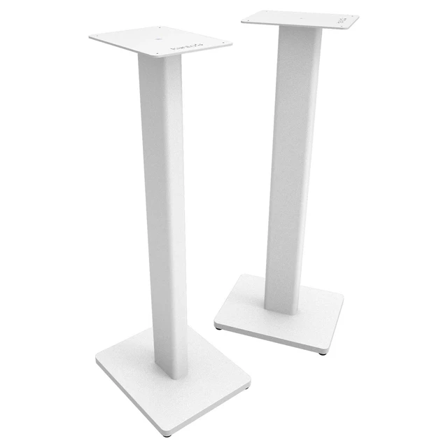Alt view image 9 of 11 - Kanto ST28 28 Universal Speaker Floor Stands for Bookshelf Speakers up to 30 lbs | Improved Sound | Hidden Cable Management | White MDF Base | Pair