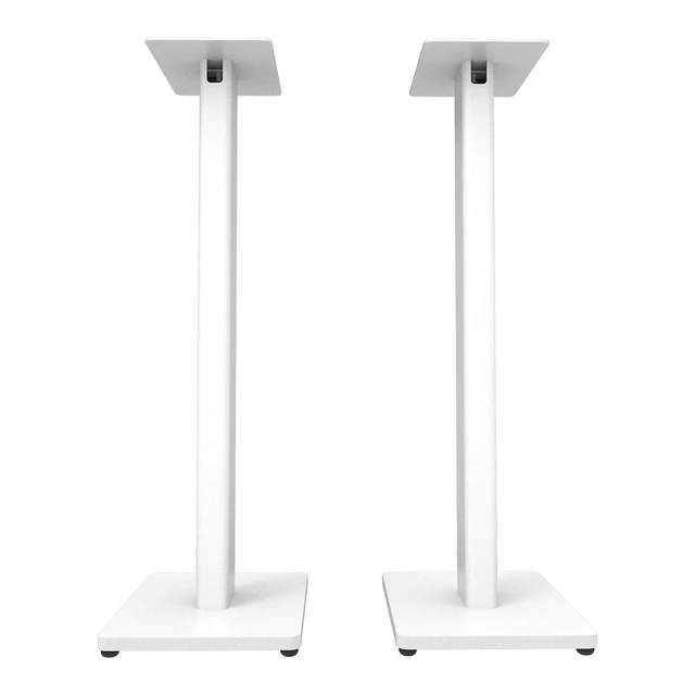 Alt view image 8 of 11 - Kanto ST28 28 Universal Speaker Floor Stands for Bookshelf Speakers up to 30 lbs | Improved Sound | Hidden Cable Management | White MDF Base | Pair