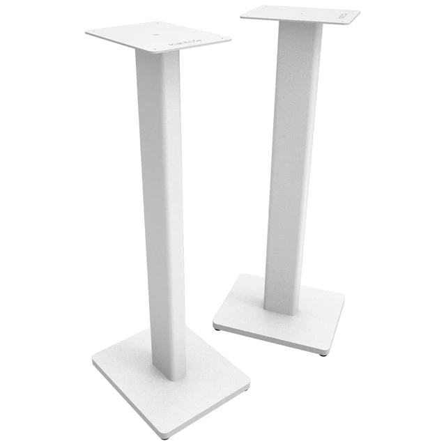 Alt view image 9 of 11 - Kanto ST34 34 Universal Speaker Floor Stands for Bookshelf Speakers up to 30 lbs | Improved Sound | Hidden Cable Management | White MDF Base | Pair