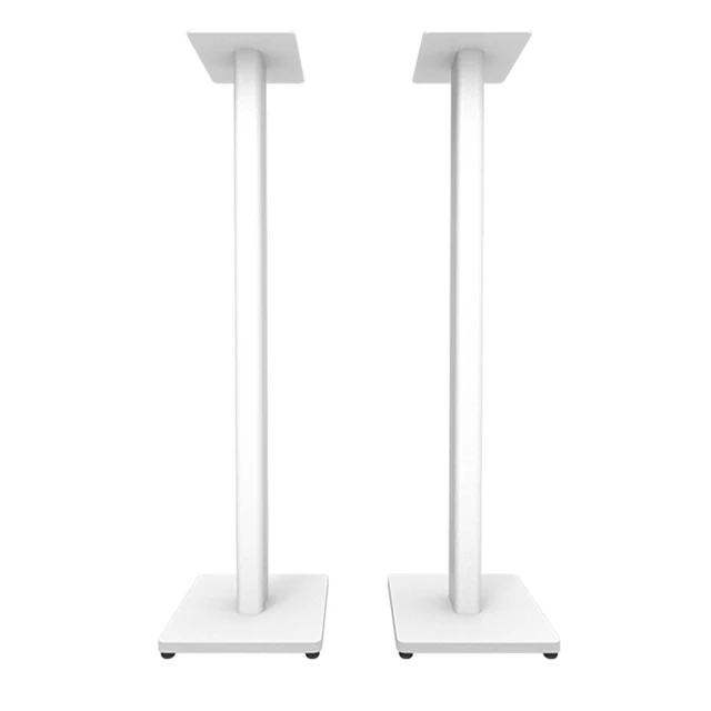 Alt view image 8 of 11 - Kanto ST34 34 Universal Speaker Floor Stands for Bookshelf Speakers up to 30 lbs | Improved Sound | Hidden Cable Management | White MDF Base | Pair
