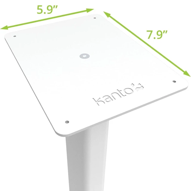 Alt view image 10 of 11 - Kanto ST34 34 Universal Speaker Floor Stands for Bookshelf Speakers up to 30 lbs | Improved Sound | Hidden Cable Management | White MDF Base | Pair