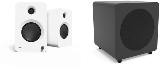 Main image of Kanto Ren Powered Speaker System (white) And SUB8 Powered 8in Subwoofer (black) Bundle