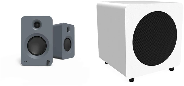 Main image of Kanto Ren Powered Speaker System (matte grey) And SUB8 Powered 8in Subwoofer (white) Bundle