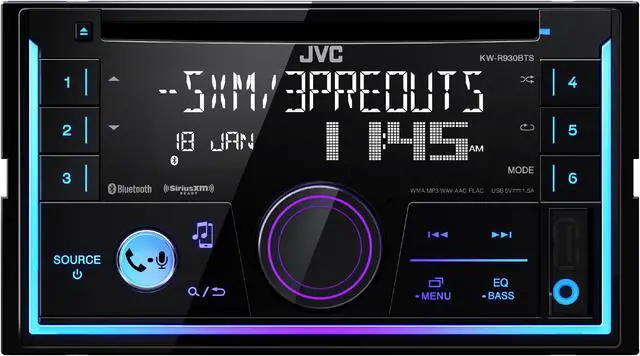 Alt view image 2 of 20 - JVC KW-R930BTS 2-Din CD Receiver featuring Bluetooth / USB / SiriusXM / Pandora / iHeartRadio / Spotify / 13-Band EQ